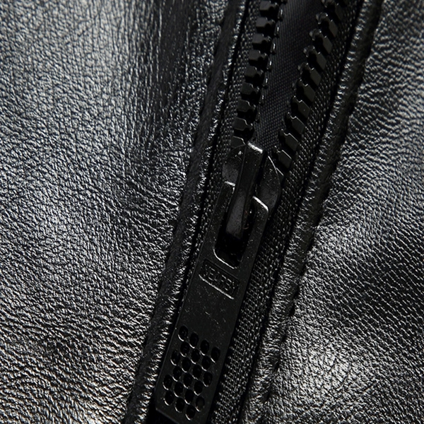 Men’s Classic Moto Black Leather Jacket – Warm Fleece Lined - Image 4