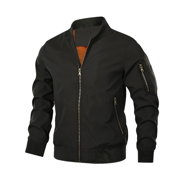 Men’s Lightweight Bomber Jacket – Casual Zipper Windbreaker Coat (Dark Green) - Image 2