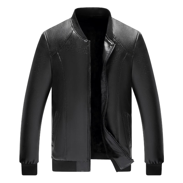 Men’s Classic Moto Black Leather Jacket – Warm Fleece Lined